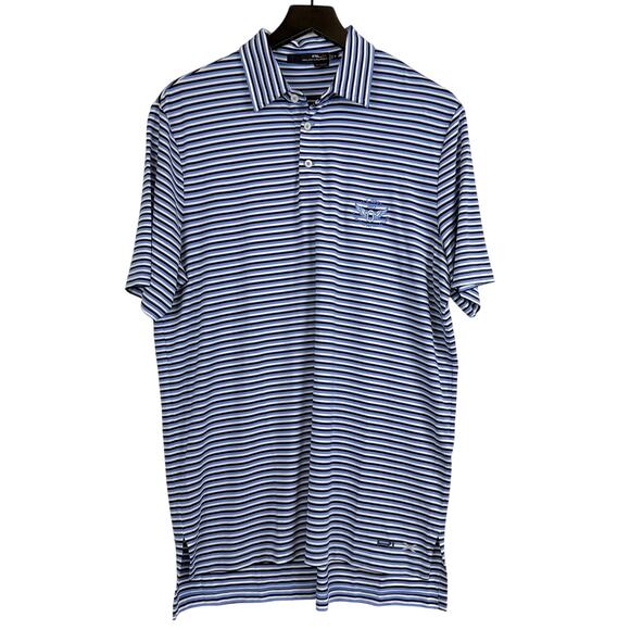 RLX Ralph Lauren 2012 US Open Olympic Club Stripe Polo Shirt Blue - M - Picture 1 of 8